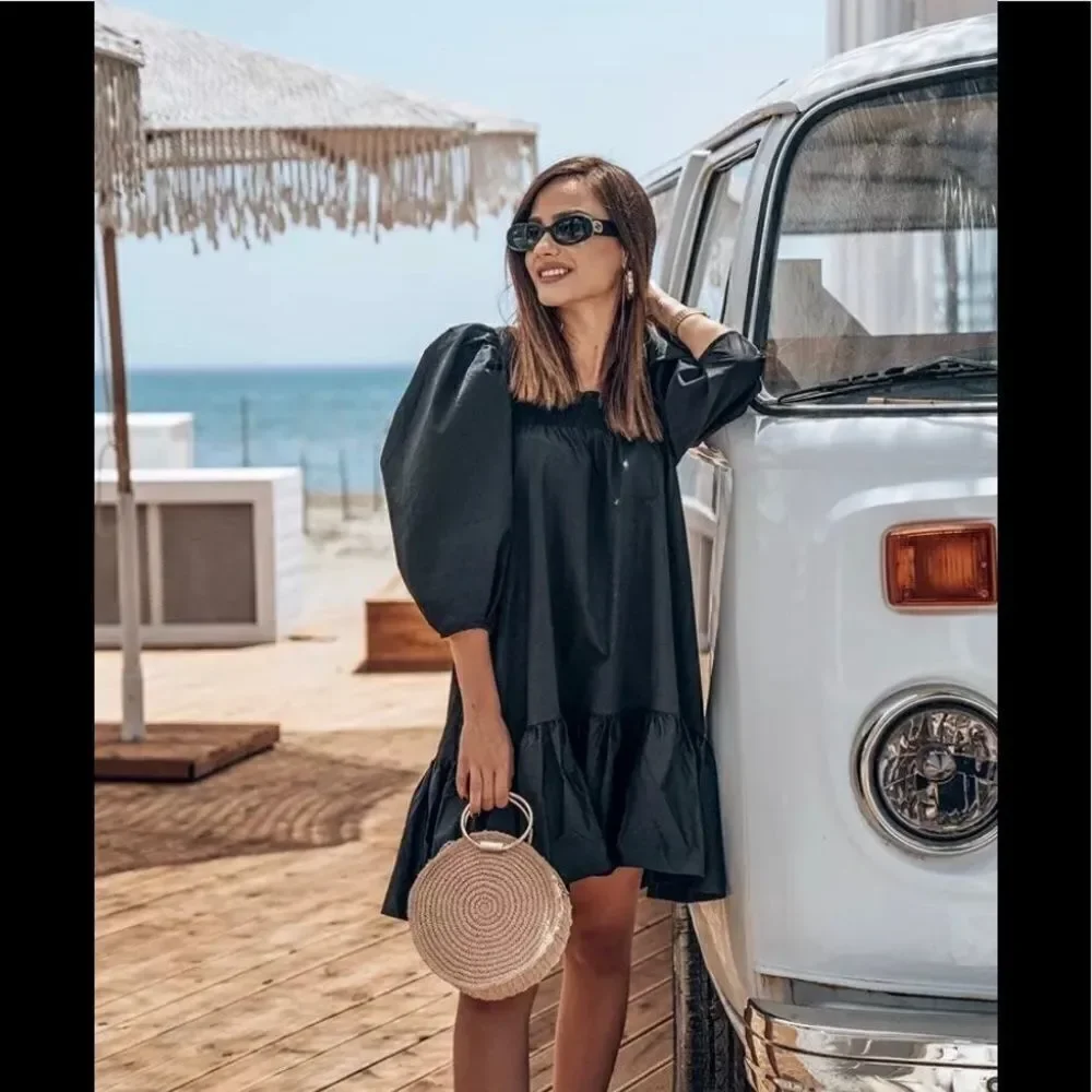 Puff Sleeve H&M dress bloggers fav black - Picture 5 of 10